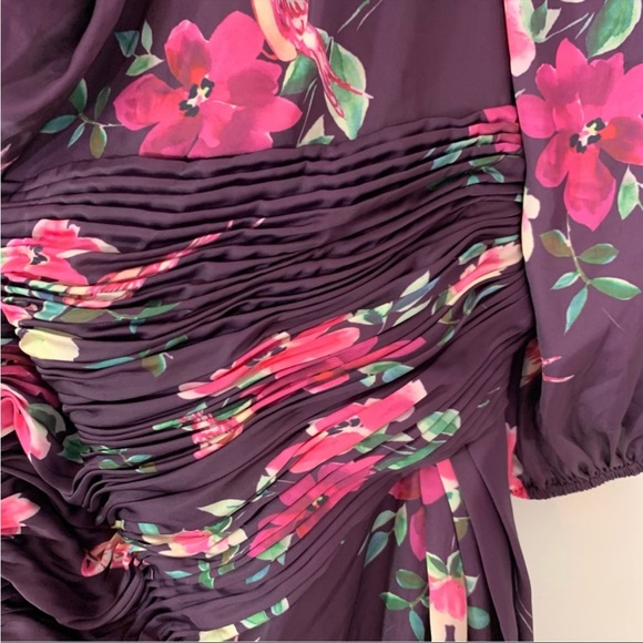 Mac Duggal Ieena 2634 One Shoulder Floral Satin Gown Plum Size XL NEW - Picture 7 of 10